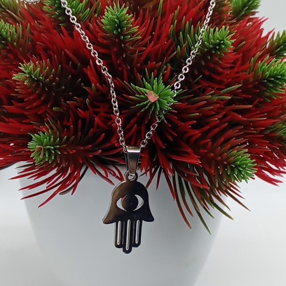 🆕 Stainless steel hand of Fatima necklace SET